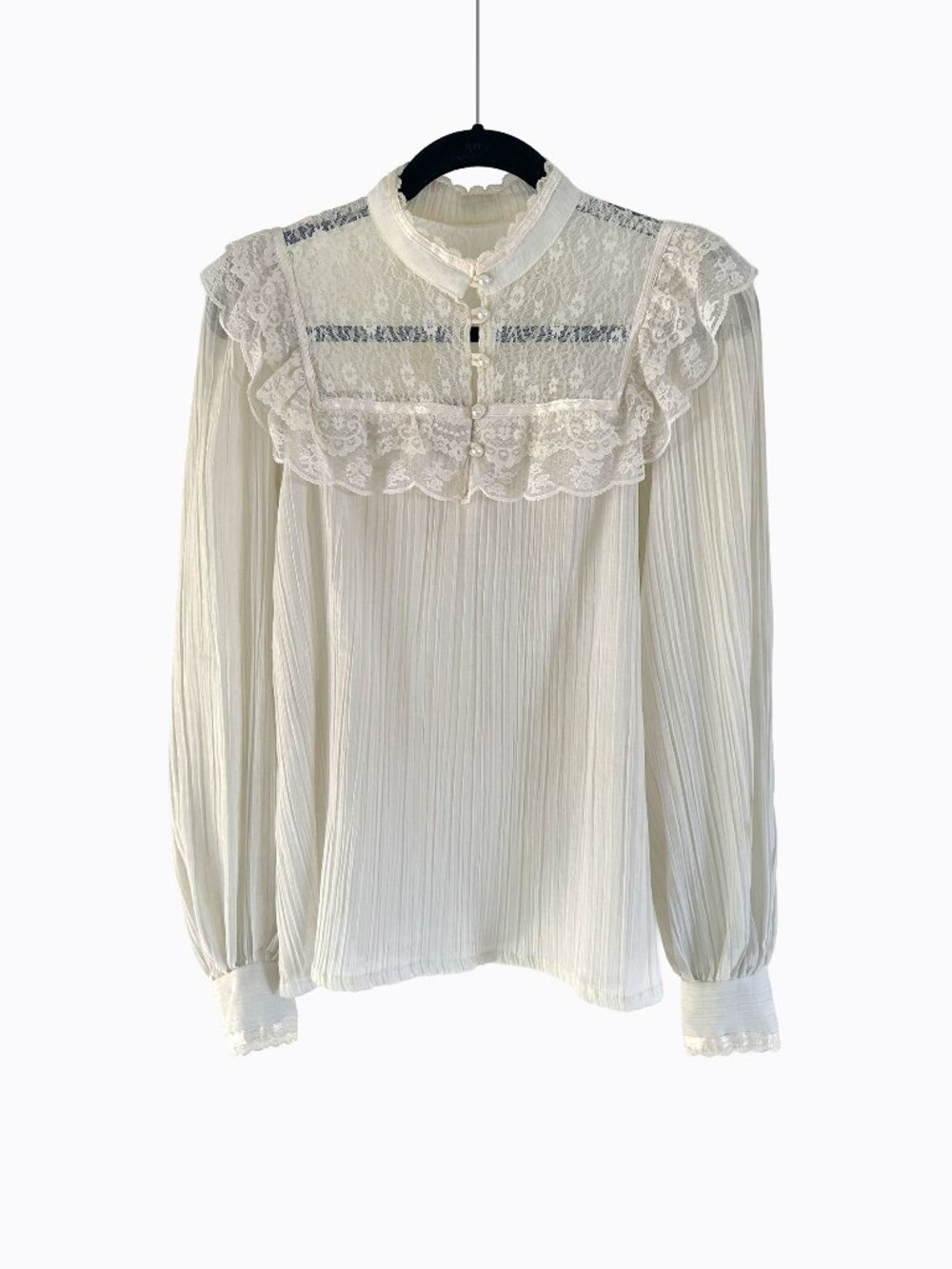 Vtg 70s Gunne Sax Blouse Jessicas Gunnies Ivory Lace Pleated Prairie Top M Boho